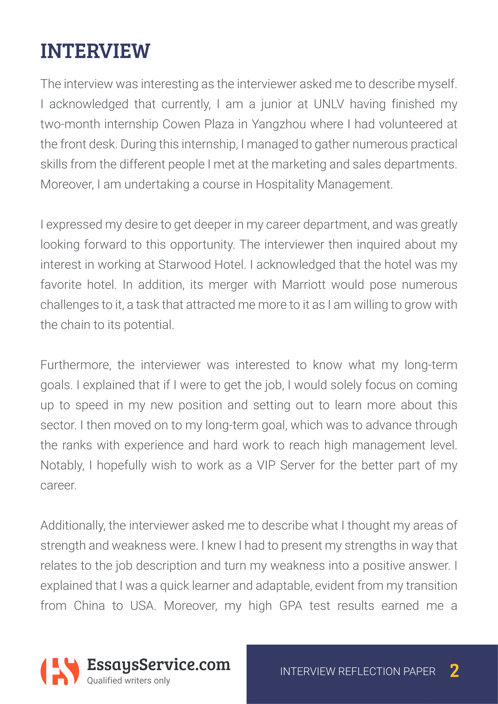 An Interview Reflection Paper Instructions How To Write It